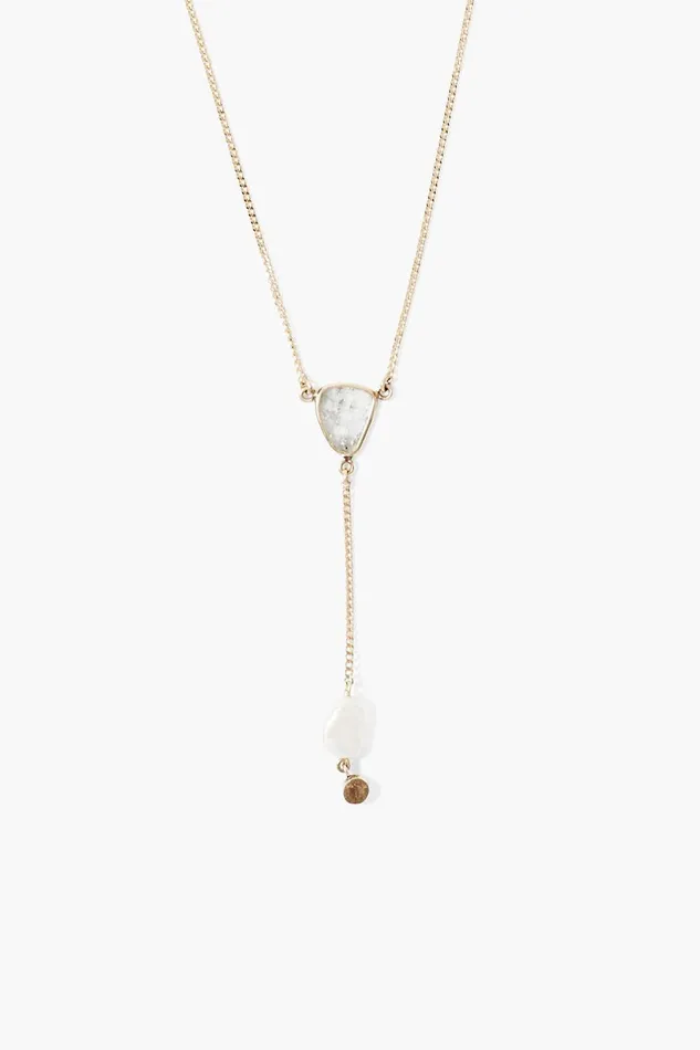 14k Sloane Lariat Necklace White Pearl Mix Women Chan Luu Necklaces