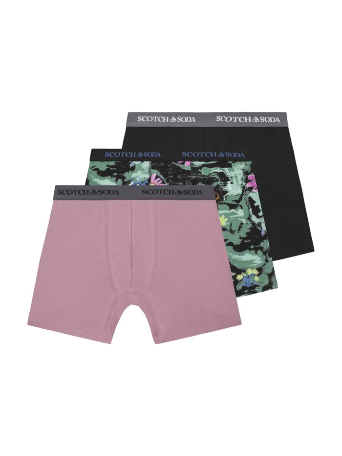 3PK MENS COTTON STRETCH BOXER BRIEF UNDERWEAR 8211 2 SOLIDS and 1 PRINT Blackgreen Men Scotch and Soda Underwear and Socks