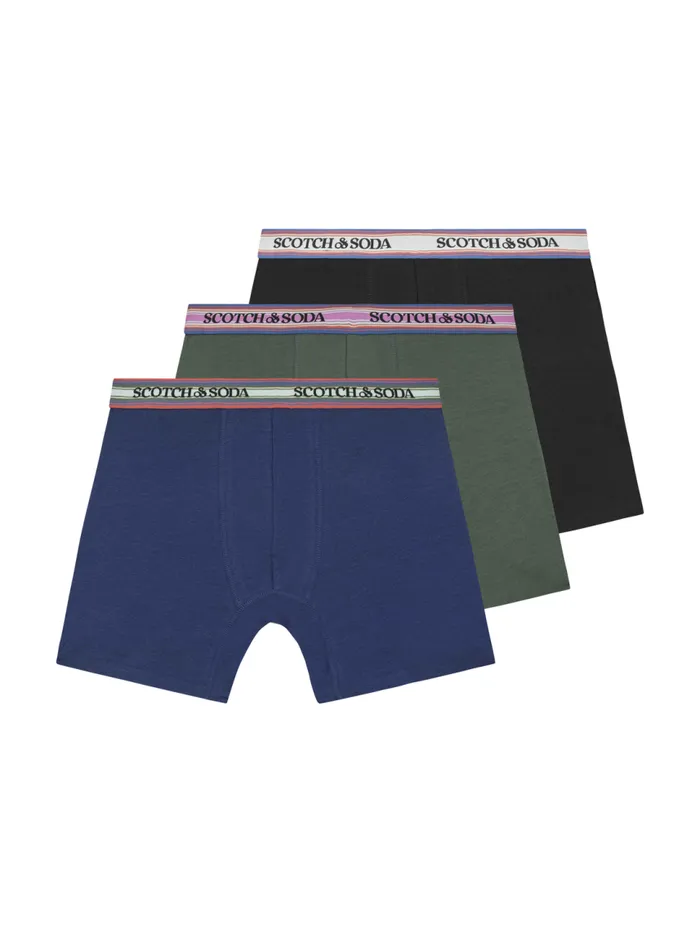 3PK MENS SOLID COTTON STRETCH BOXER BRIEF UNDERWEAR Blackbright Men Scotch and Soda Essentials