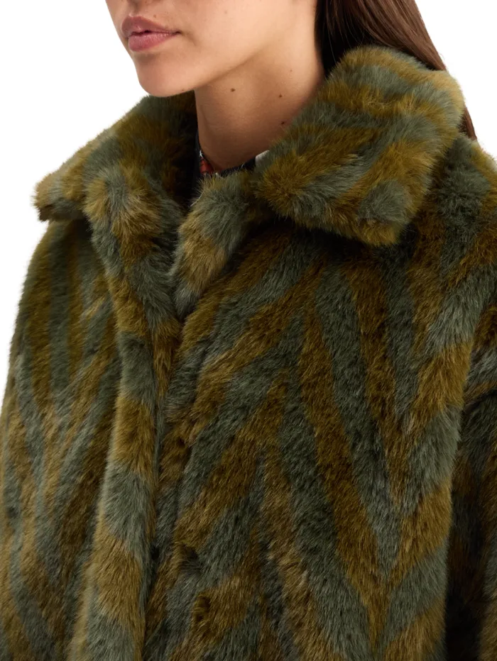 ALINE FAUX FUR COAT Olive Women Scotch and Soda Jackets and Coats