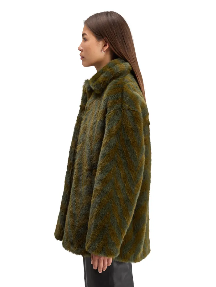 ALINE FAUX FUR COAT Olive Women Scotch and Soda Jackets and Coats
