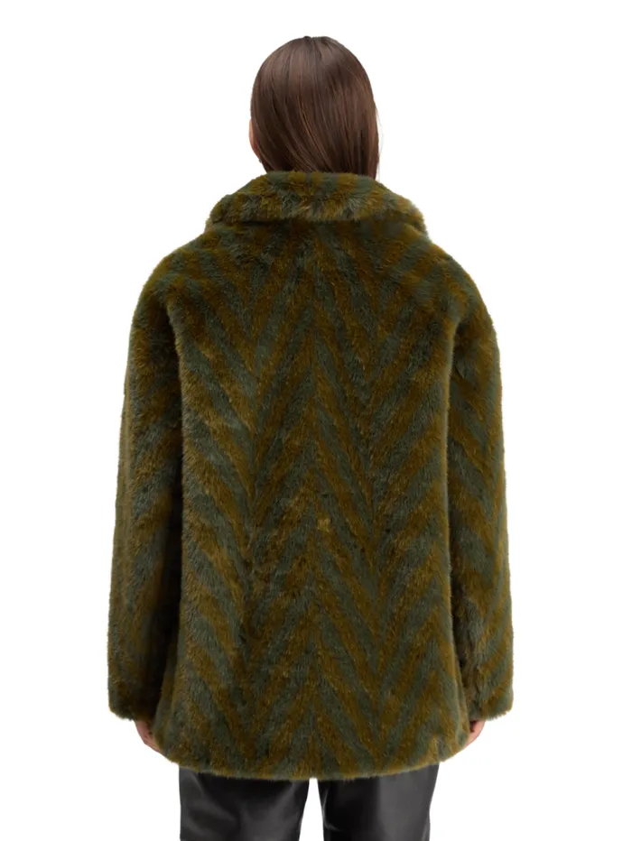 ALINE FAUX FUR COAT Olive Women Scotch and Soda Jackets and Coats