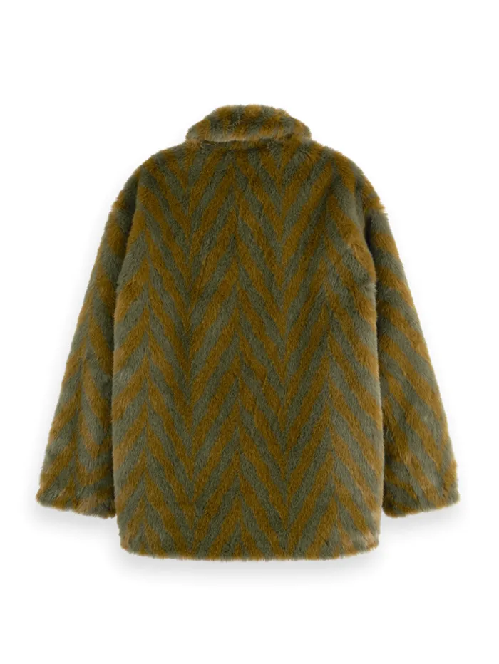 ALINE FAUX FUR COAT Olive Women Scotch and Soda Jackets and Coats