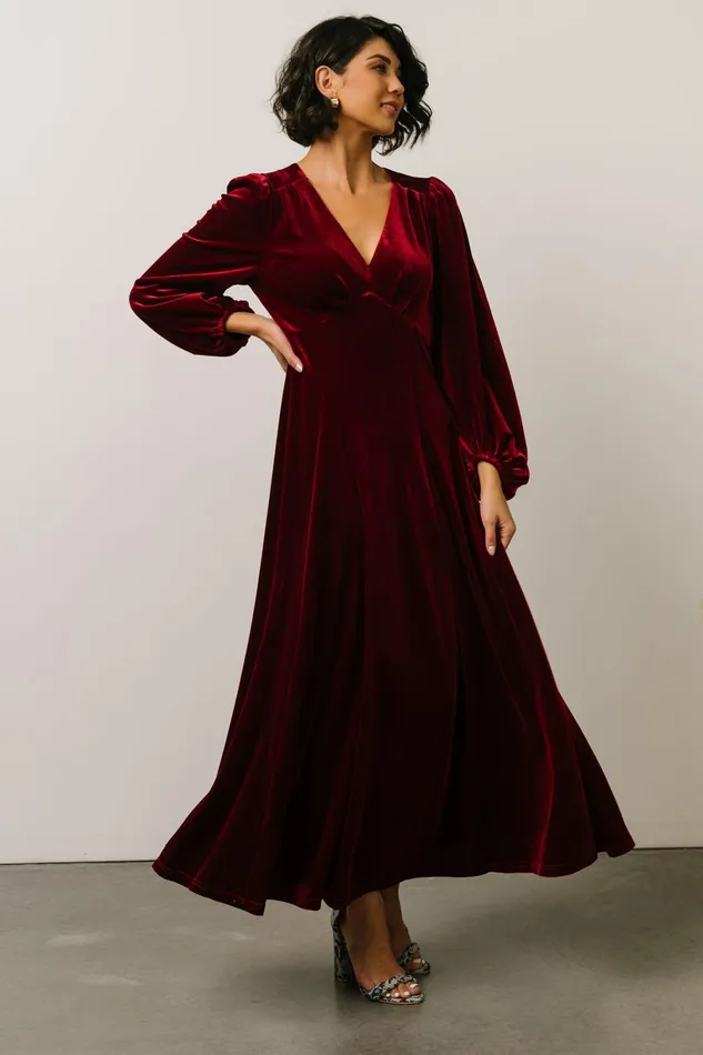 Adelita Velvet Maxi Dress Merlot Women Baltic Born Wedding Guest Adelita Velvet Maxi Dress Merlot Women Baltic Born Wedding Guest