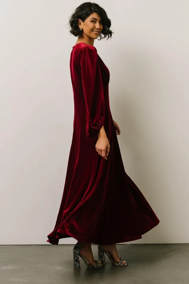 Adelita Velvet Maxi Dress Merlot Women Baltic Born Wedding Guest Adelita Velvet Maxi Dress Merlot Women Baltic Born Wedding Guest