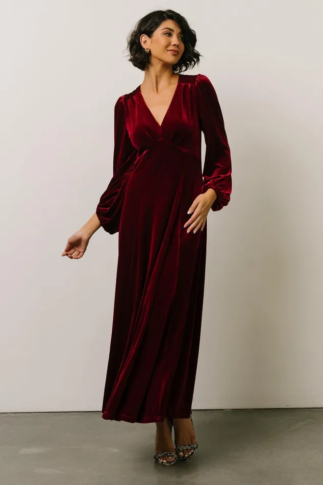 Adelita Velvet Maxi Dress Merlot Women Baltic Born Wedding Guest Adelita Velvet Maxi Dress Merlot Women Baltic Born Wedding Guest