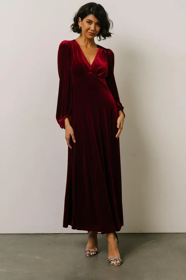 Adelita Velvet Maxi Dress Merlot Women Baltic Born Wedding Guest Adelita Velvet Maxi Dress Merlot Women Baltic Born Wedding Guest