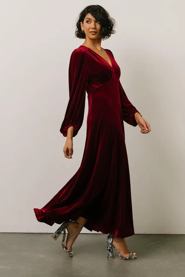 Adelita Velvet Maxi Dress Merlot Women Baltic Born Wedding Guest Adelita Velvet Maxi Dress Merlot Women Baltic Born Wedding Guest