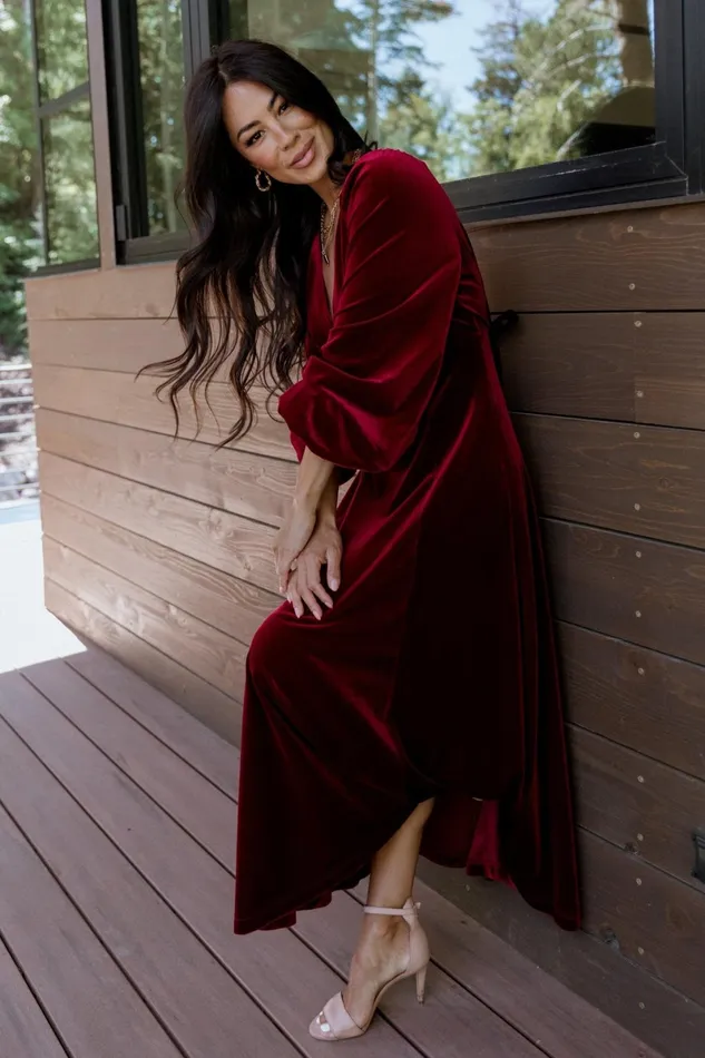 Adelita Velvet Maxi Dress Merlot Women Baltic Born Wedding Guest Adelita Velvet Maxi Dress Merlot Women Baltic Born Wedding Guest