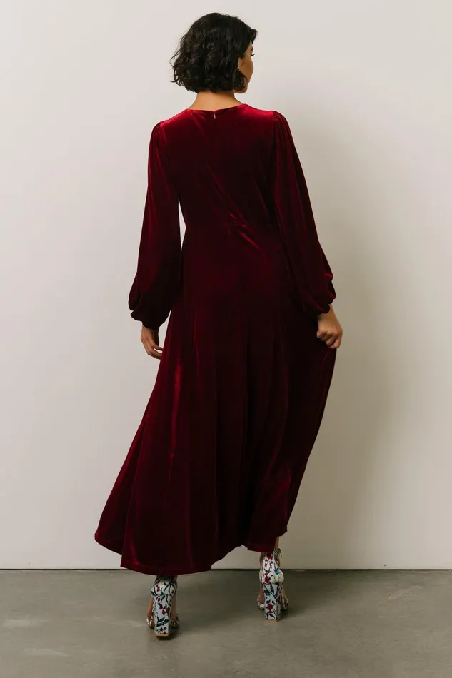 Adelita Velvet Maxi Dress Merlot Women Baltic Born Wedding Guest Adelita Velvet Maxi Dress Merlot Women Baltic Born Wedding Guest
