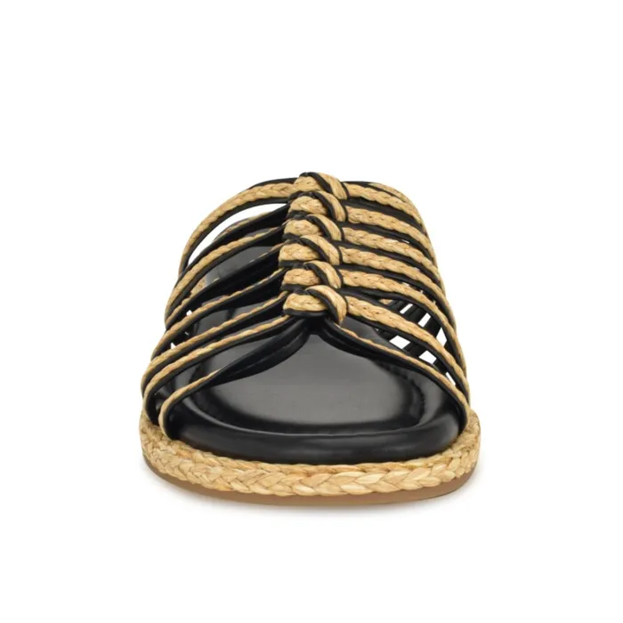 Adila Flat Espadrille Sandals Black Raffia Women Nine West Casual Adila Flat Espadrille Sandals Black Raffia Women Nine West Casual