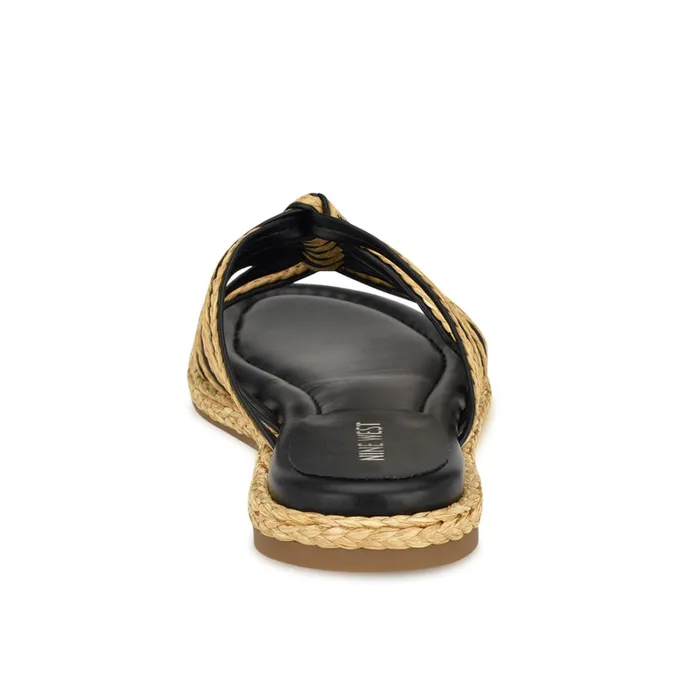 Adila Flat Espadrille Sandals Black Raffia Women Nine West Casual Adila Flat Espadrille Sandals Black Raffia Women Nine West Casual