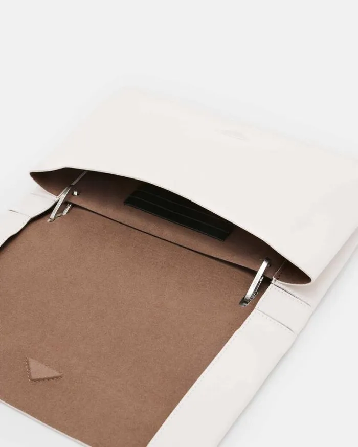 Akira Leather Removable Chain Clutch Bag Desert White Women AllSaints Handbags and Wallets Akira Leather Removable Chain Clutch Bag Desert White Women AllSaints Handbags and Wallets
