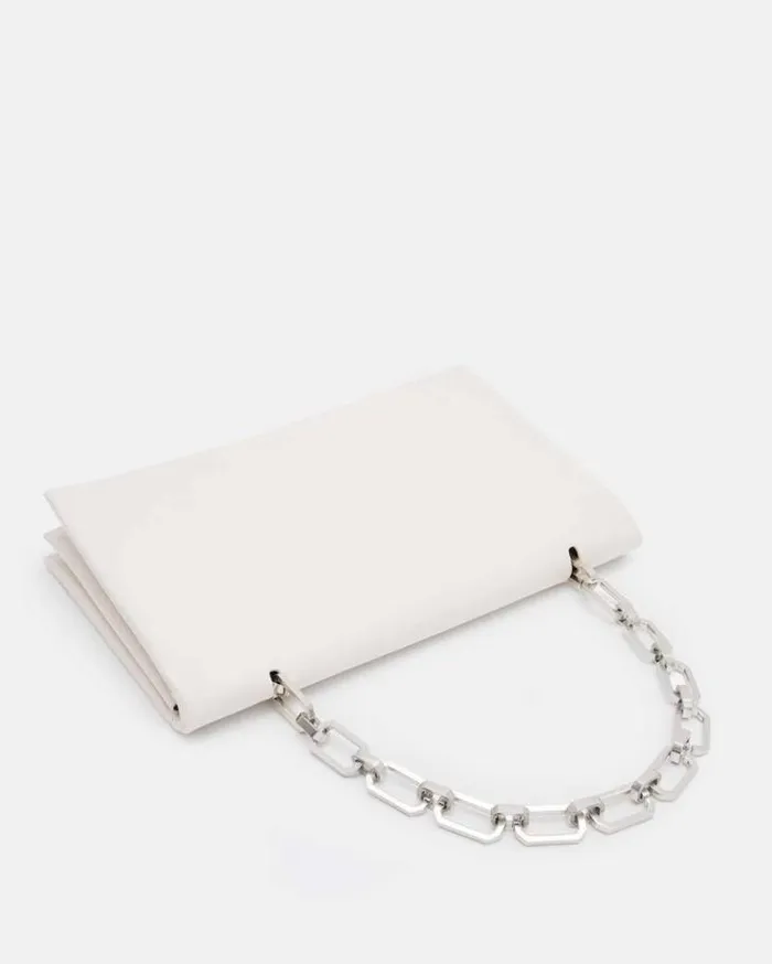 Akira Leather Removable Chain Clutch Bag Desert White Women AllSaints Handbags and Wallets Akira Leather Removable Chain Clutch Bag Desert White Women AllSaints Handbags and Wallets