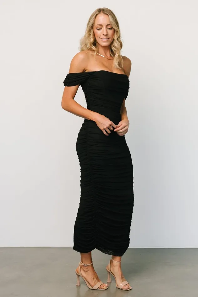 Alessandra Mesh Midi Dress Black Women Baltic Born Mother Of The Bride