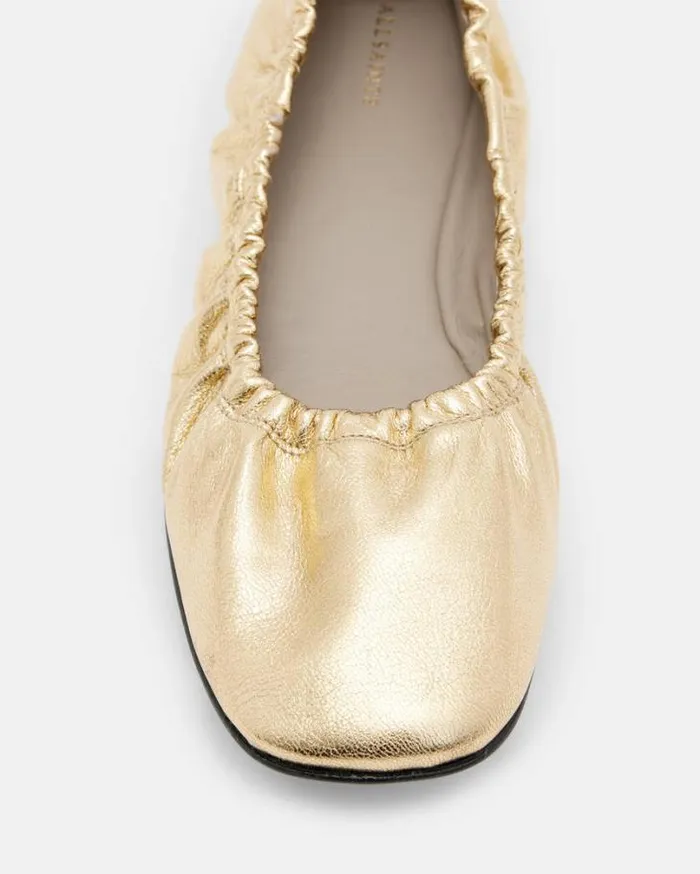 Alia Metallic Leather Ribbon Ballet Pumps Metallic Gold Women AllSaints Shoes and Boots Alia Metallic Leather Ribbon Ballet Pumps Metallic Gold Women AllSaints Shoes and Boots