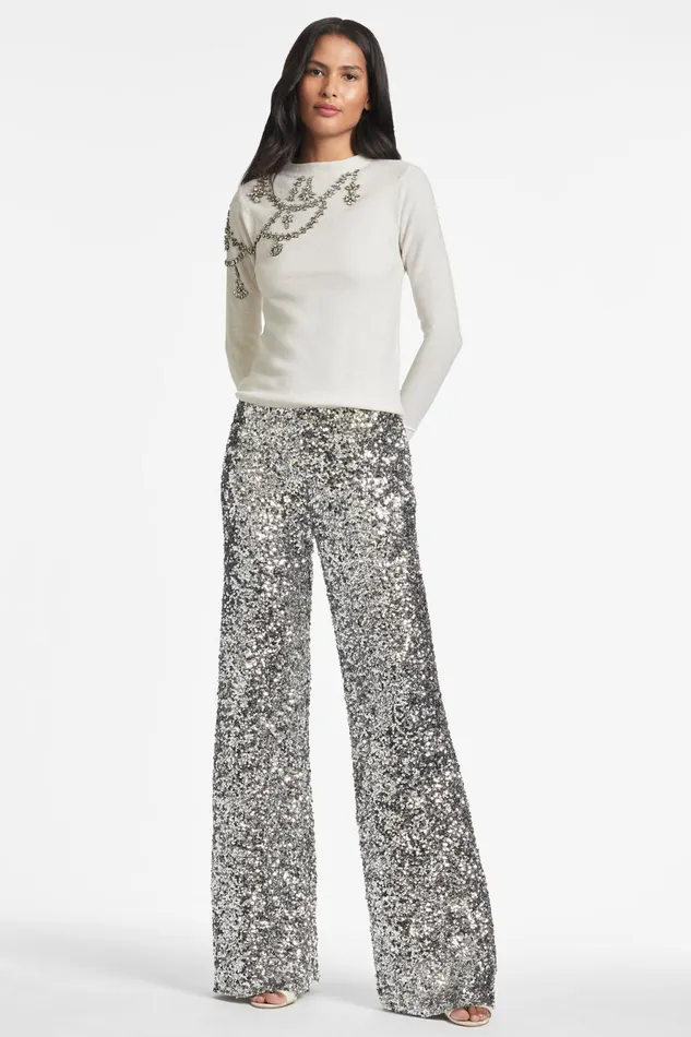 Alli Pant 8211 Silver Sequins Women Sachin and Babi Matching Sets