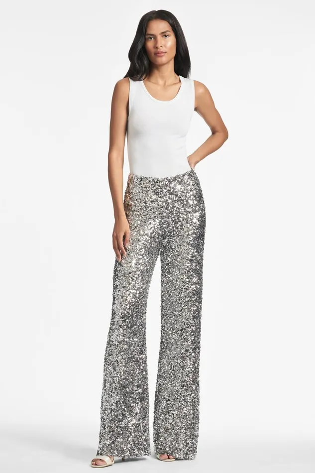 Alli Pant 8211 Silver Sequins Women Sachin and Babi Matching Sets