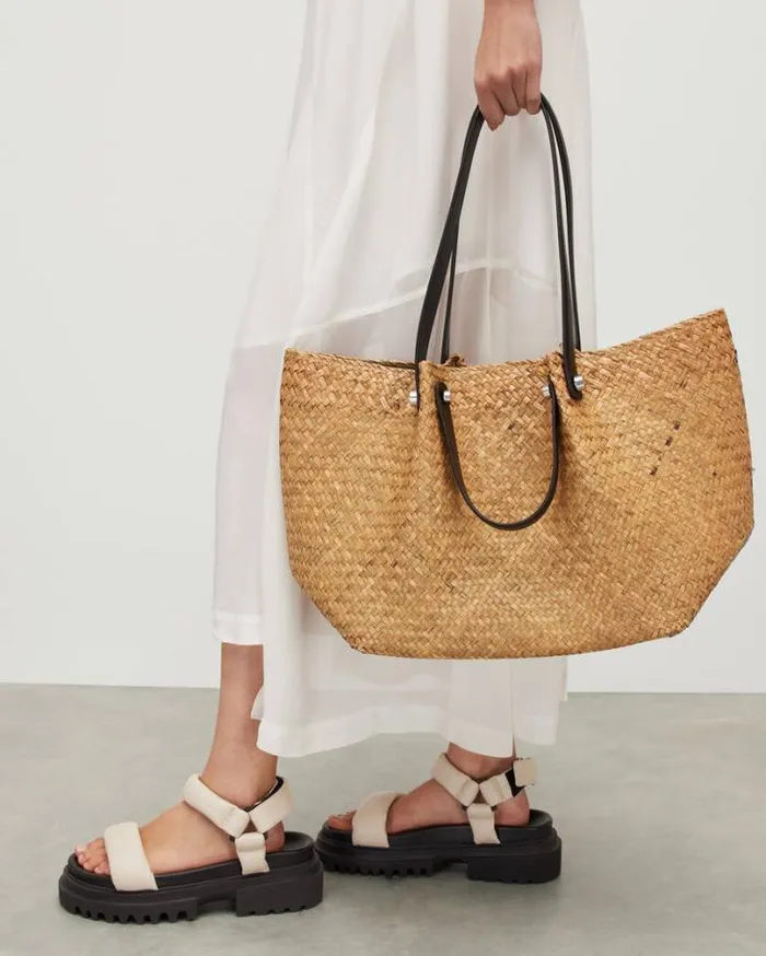 Allington Straw Tote Bag Natural Women AllSaints Handbags and Wallets