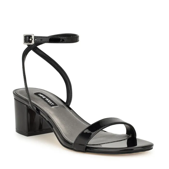 Allora Ankle Strap Block Heeled Sandals Black Women Nine West Heeled Allora Ankle Strap Block Heeled Sandals Black Women Nine West Heeled