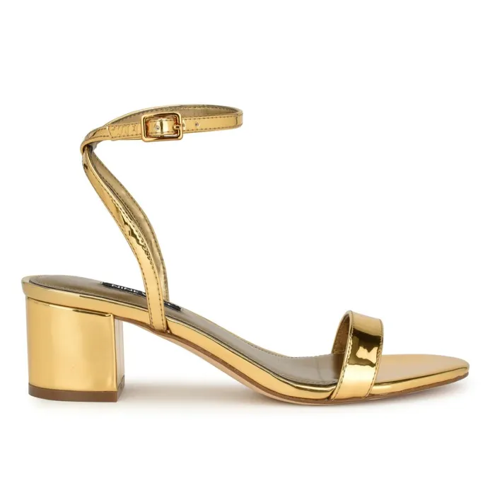 Allora Ankle Strap Block Heeled Sandals Bronze Women Nine West Sandals