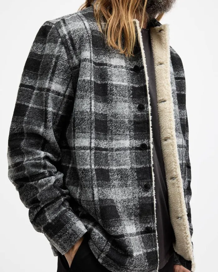 Altamount Checked Relaxed Fit Jacket Cool Greyjet Blk Men AllSaints Jackets and Coats Altamount Checked Relaxed Fit Jacket Cool Greyjet Blk Men AllSaints Jackets and Coats