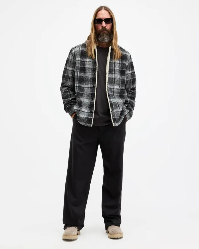 Altamount Checked Relaxed Fit Jacket Cool Greyjet Blk Men AllSaints Jackets and Coats Altamount Checked Relaxed Fit Jacket Cool Greyjet Blk Men AllSaints Jackets and Coats
