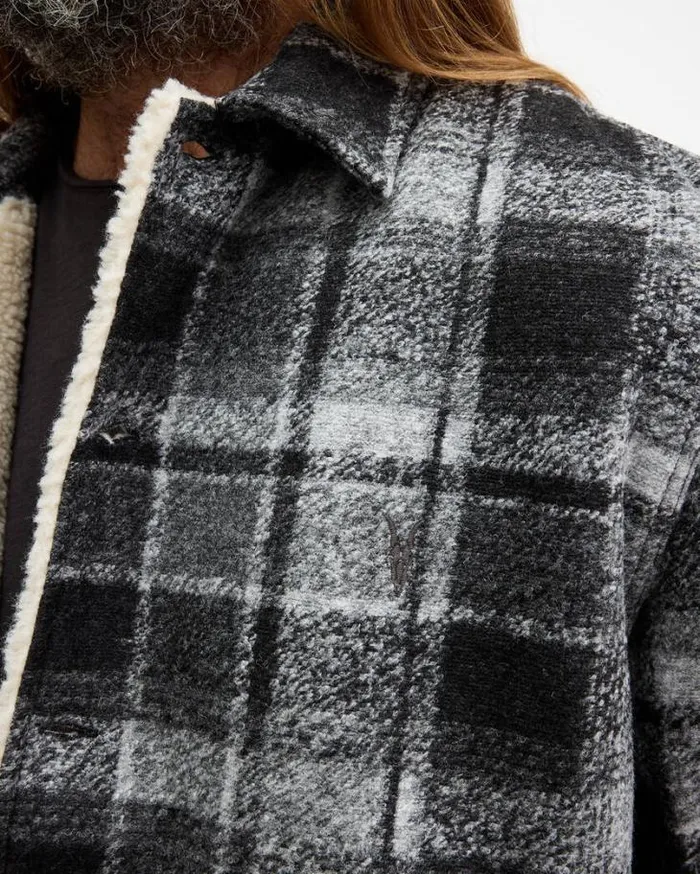 Altamount Checked Relaxed Fit Jacket Cool Greyjet Blk Men AllSaints Jackets and Coats Altamount Checked Relaxed Fit Jacket Cool Greyjet Blk Men AllSaints Jackets and Coats