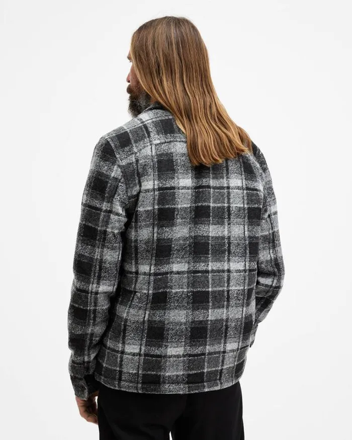 Altamount Checked Relaxed Fit Jacket Cool Greyjet Blk Men AllSaints Jackets and Coats Altamount Checked Relaxed Fit Jacket Cool Greyjet Blk Men AllSaints Jackets and Coats