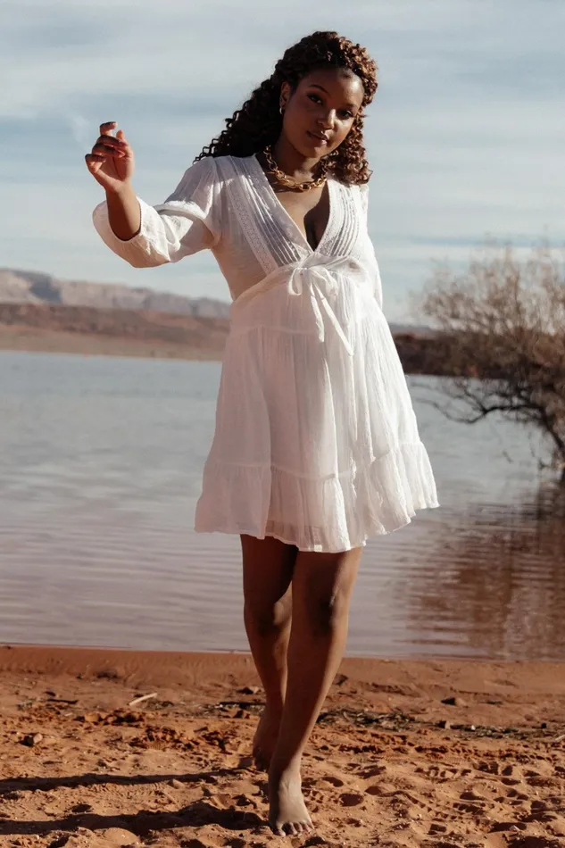 Amelia Boho Mini Dress Off White Women Baltic Born Bridal