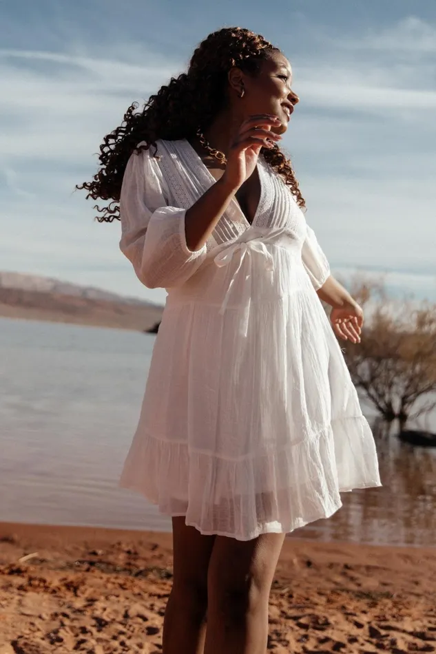 Amelia Boho Mini Dress Off White Women Baltic Born Bridal