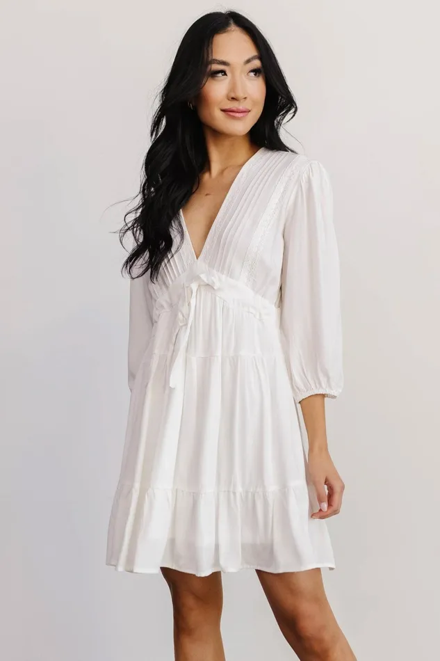 Amelia Boho Mini Dress Off White Women Baltic Born Bridal
