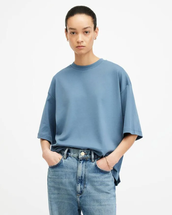 Amelie Oversized Boxy TShirt Petrol Blue Women AllSaints TShirts