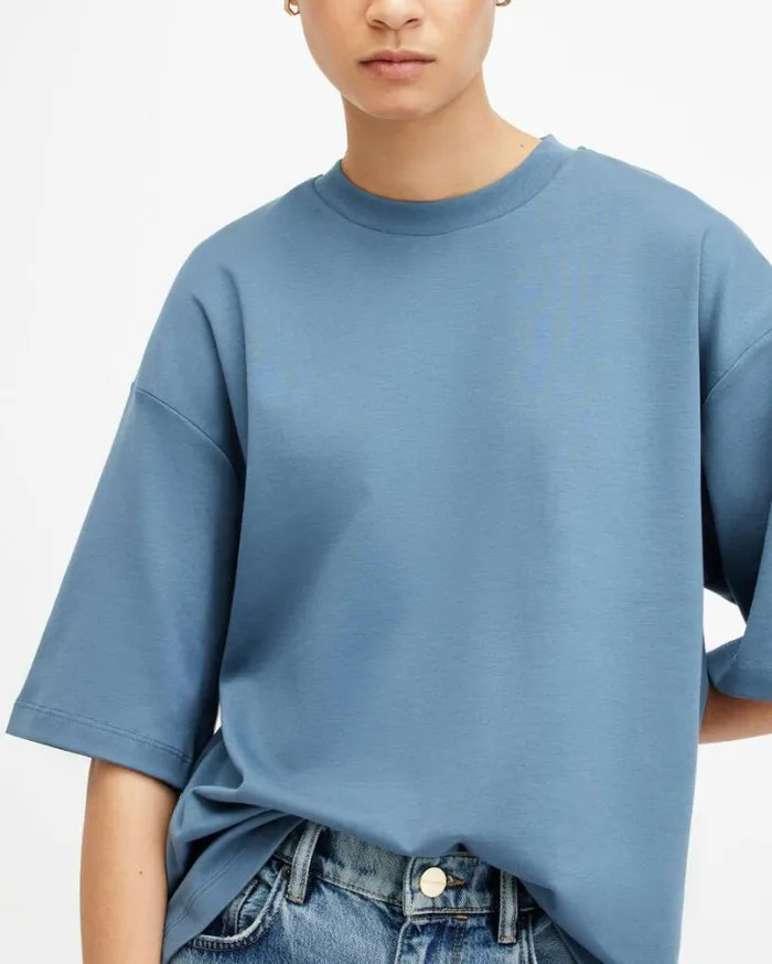 Amelie Oversized Boxy TShirt Petrol Blue Women AllSaints TShirts