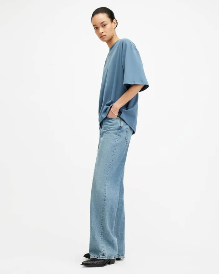 Amelie Oversized Boxy TShirt Petrol Blue Women AllSaints TShirts