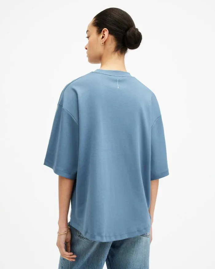 Amelie Oversized Boxy TShirt Petrol Blue Women AllSaints TShirts