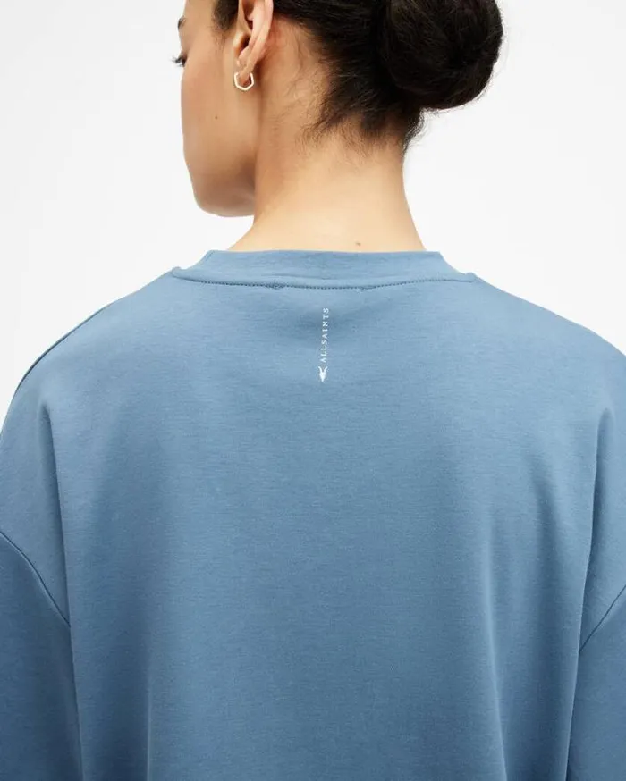 Amelie Oversized Boxy TShirt Petrol Blue Women AllSaints Tops and Shirts