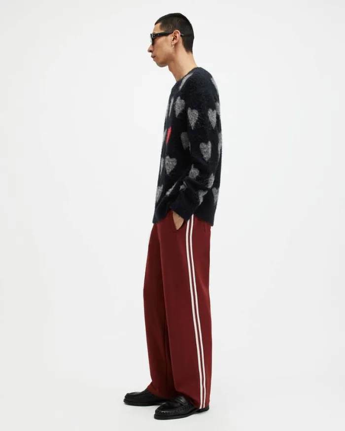 Amore Heart Motif Relaxed Fit Sweater Blackgrey Men AllSaints Sweaters