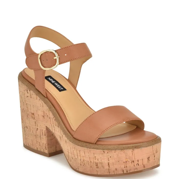 Amye Ankle Strap Wedge Sandals Brown Women Nine West Casual Amye Ankle Strap Wedge Sandals Brown Women Nine West Casual
