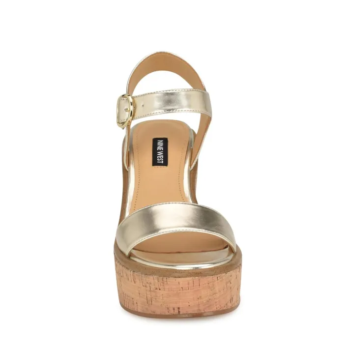 Amye Ankle Strap Wedge Sandals Platino Women Nine West High Heels Amye Ankle Strap Wedge Sandals Platino Women Nine West High Heels