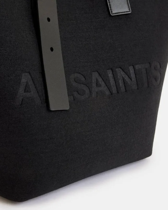 Anik Spacious Felt Logo Tote Bag Black Women AllSaints Handbags and Wallets