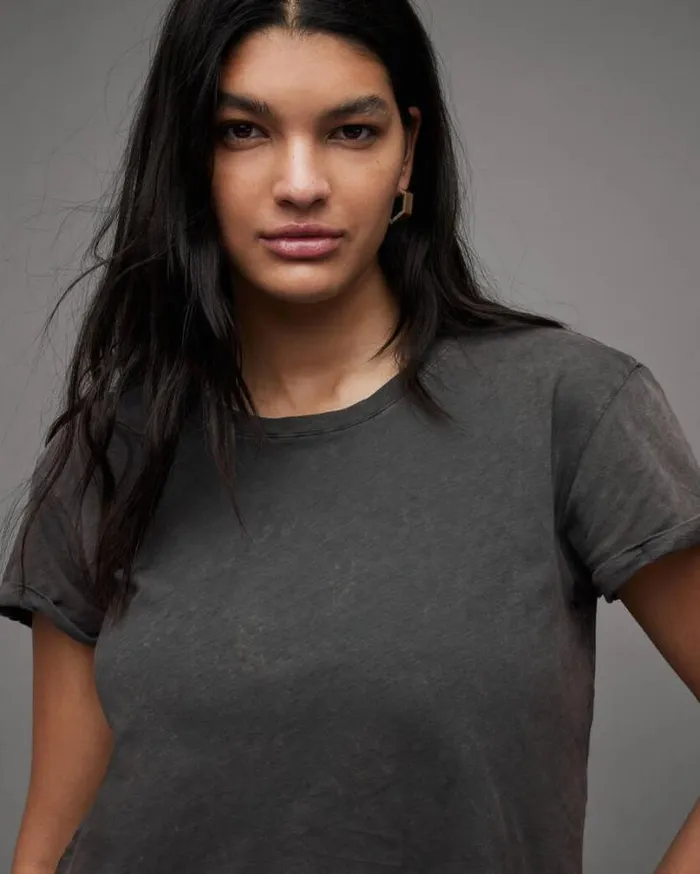 Anna Crew Neck Short Sleeve TShirt Acid Washed Black Women AllSaints TShirts Anna Crew Neck Short Sleeve TShirt Acid Washed Black Women AllSaints TShirts