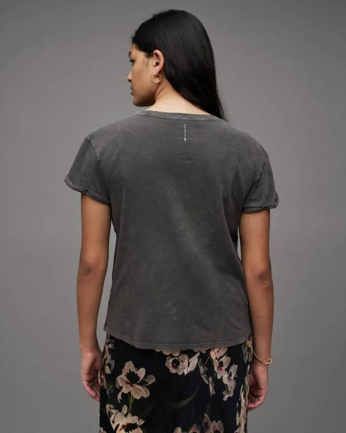 Anna Crew Neck Short Sleeve TShirt Acid Washed Black Women AllSaints TShirts Anna Crew Neck Short Sleeve TShirt Acid Washed Black Women AllSaints TShirts