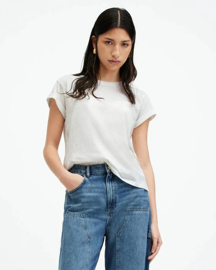 Anna Crew Neck Short Sleeve TShirt Chalk White Women AllSaints Tops and Shirts