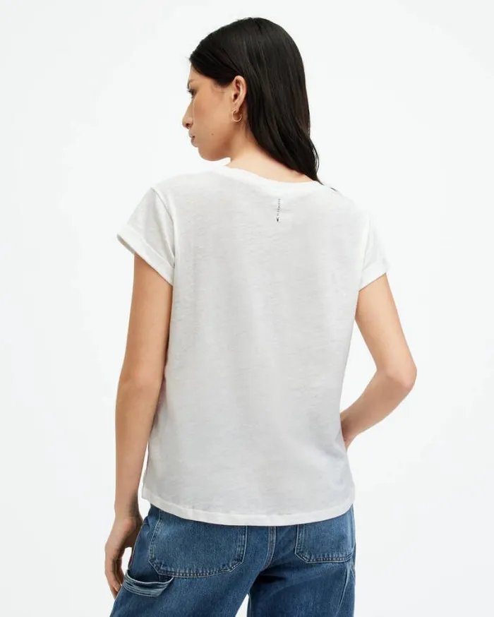 Anna Crew Neck Short Sleeve TShirt Chalk White Women AllSaints Tops and Shirts Anna Crew Neck Short Sleeve TShirt Chalk White Women AllSaints Tops and Shirts