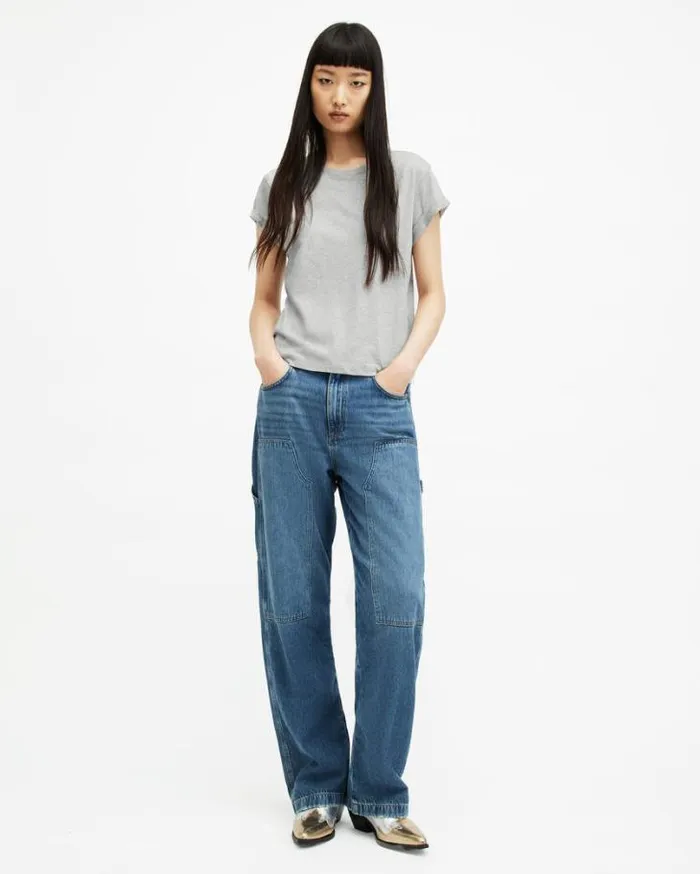 Anna Crew Neck Short Sleeve TShirt Grey Marl Women AllSaints Tops and Shirts Anna Crew Neck Short Sleeve TShirt Grey Marl Women AllSaints Tops and Shirts