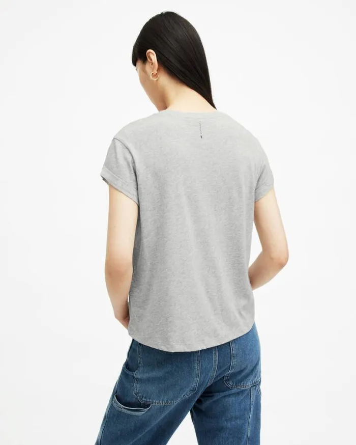 Anna Crew Neck Short Sleeve TShirt Grey Marl Women AllSaints Tops and Shirts Anna Crew Neck Short Sleeve TShirt Grey Marl Women AllSaints Tops and Shirts