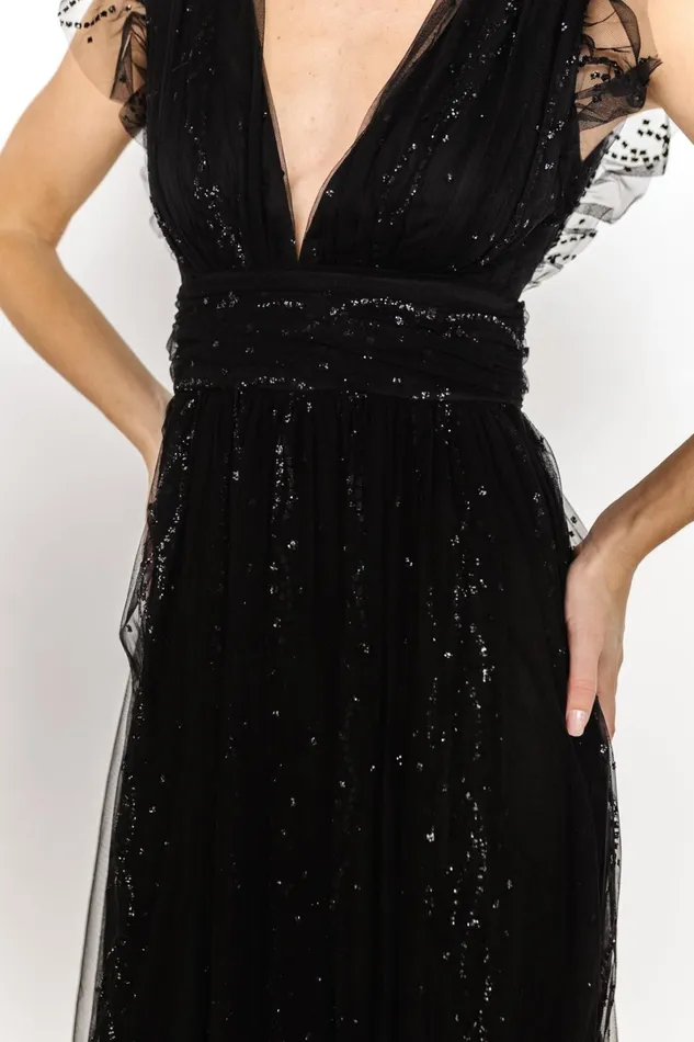 Annika Sequin Mesh Maxi Dress Black Women Baltic Born Embellished Sequin Annika Sequin Mesh Maxi Dress Black Women Baltic Born Embellished Sequin