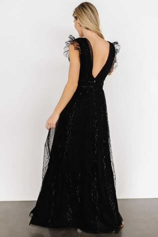 Annika Sequin Mesh Maxi Dress Black Women Baltic Born Embellished Sequin Annika Sequin Mesh Maxi Dress Black Women Baltic Born Embellished Sequin