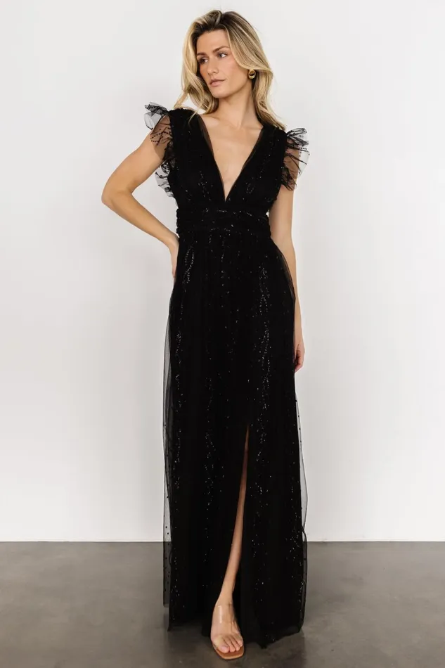 Annika Sequin Mesh Maxi Dress Black Women Baltic Born Embellished Sequin Annika Sequin Mesh Maxi Dress Black Women Baltic Born Embellished Sequin